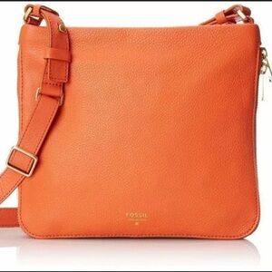 Fossil Preston Leather crossbody In orange